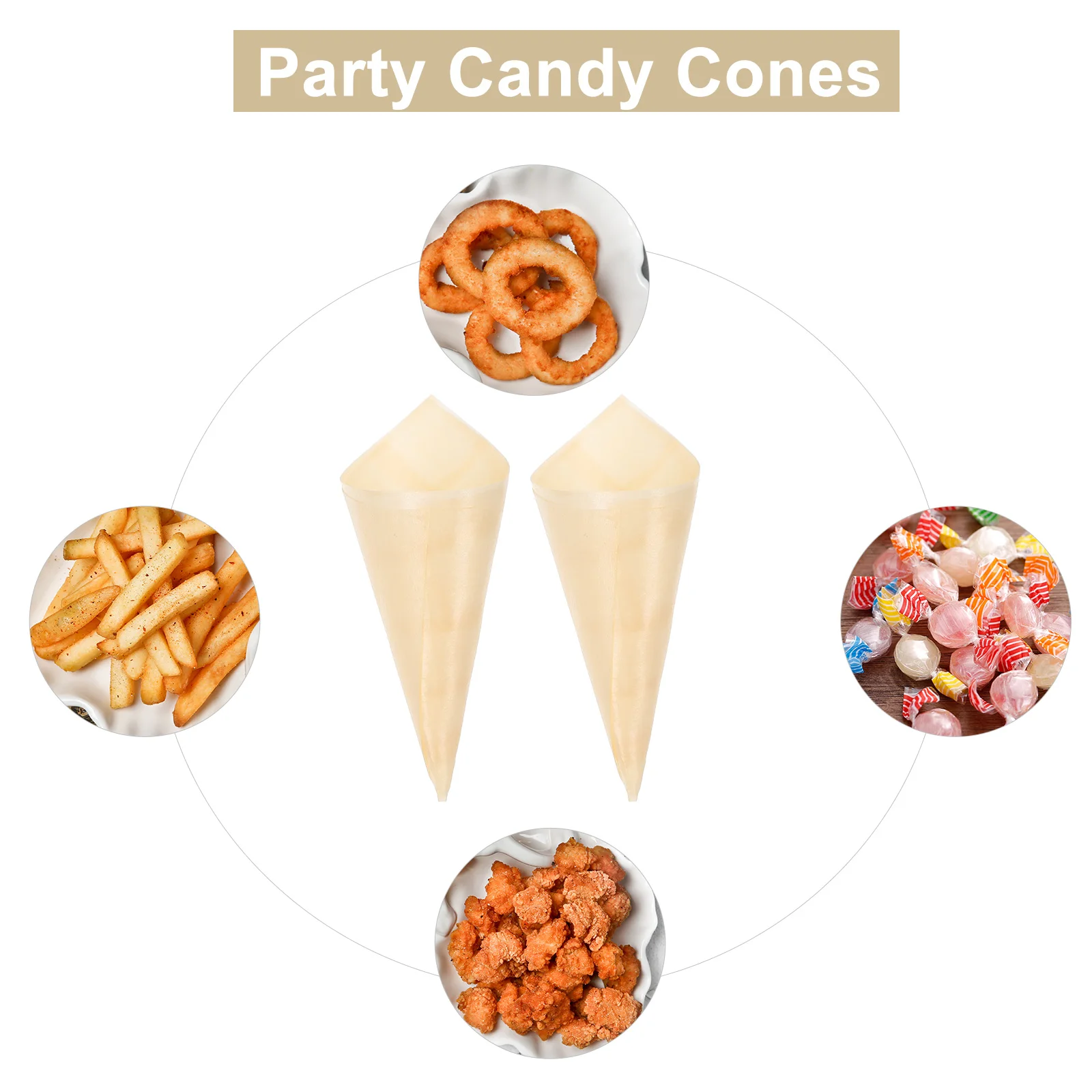 50pcs Disposable Wood Appetizer Cones Ice Cream Cone Cups Party Candy Cones For Cold Foods Perfect Workmanship Of Product