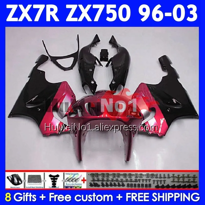 Body Kit For KAWASAKI NINJA ZX 7R 7 R 750 211No.35 ZX750 ZX-7R ZX7R Red black ZX-750 1996 1997 1998 1999 00 01 02 03 Fairing