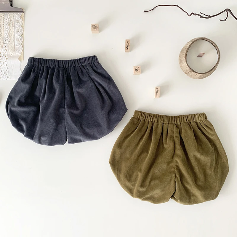 Kids Baby Girls Solid Color Velvet Children's Clothing Shorts Autumn Winter Baby Girls Children Lantern Shorts