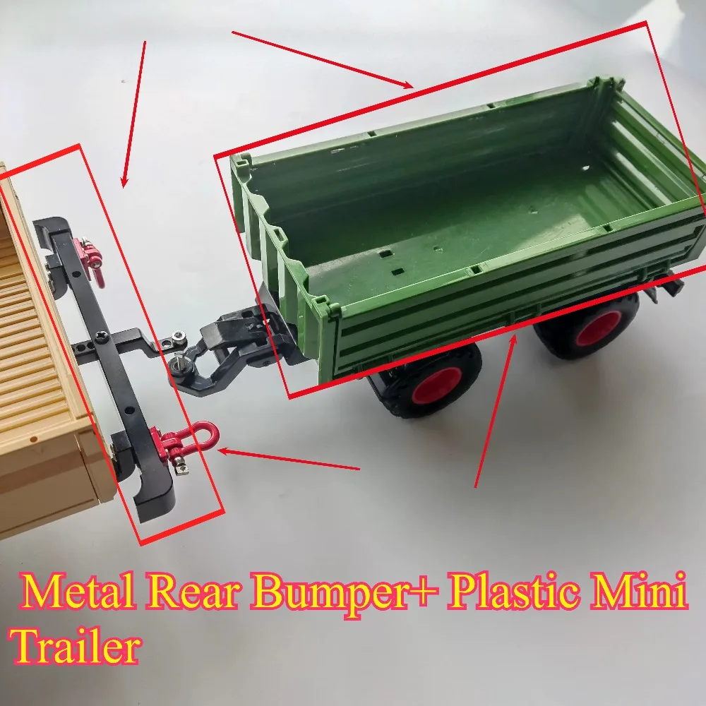 rcクローラー用アップグレードパーツ、装飾用金属製リアバンパー、プラスチック製ミニトレーラー。mn82、mn82s、mn82pro、1-12スケール、カスタムサイズ、アクセサリー。