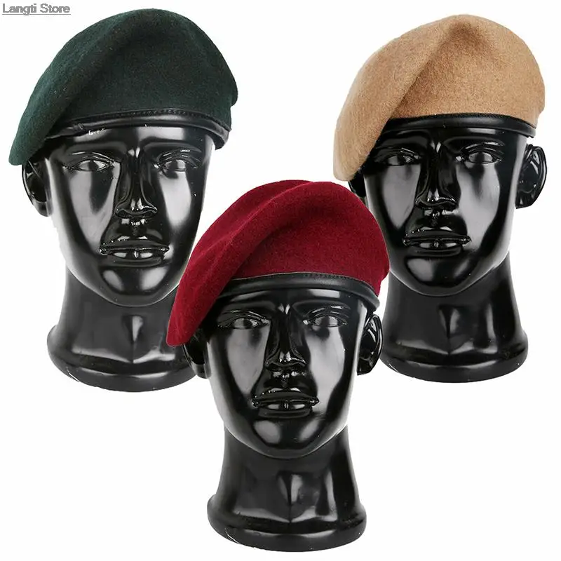 Men Women Wool Beret Hats Caps Unisex Army Special Forces Beret Military Hat Soldiers Death Squads Military Training Camp Hat