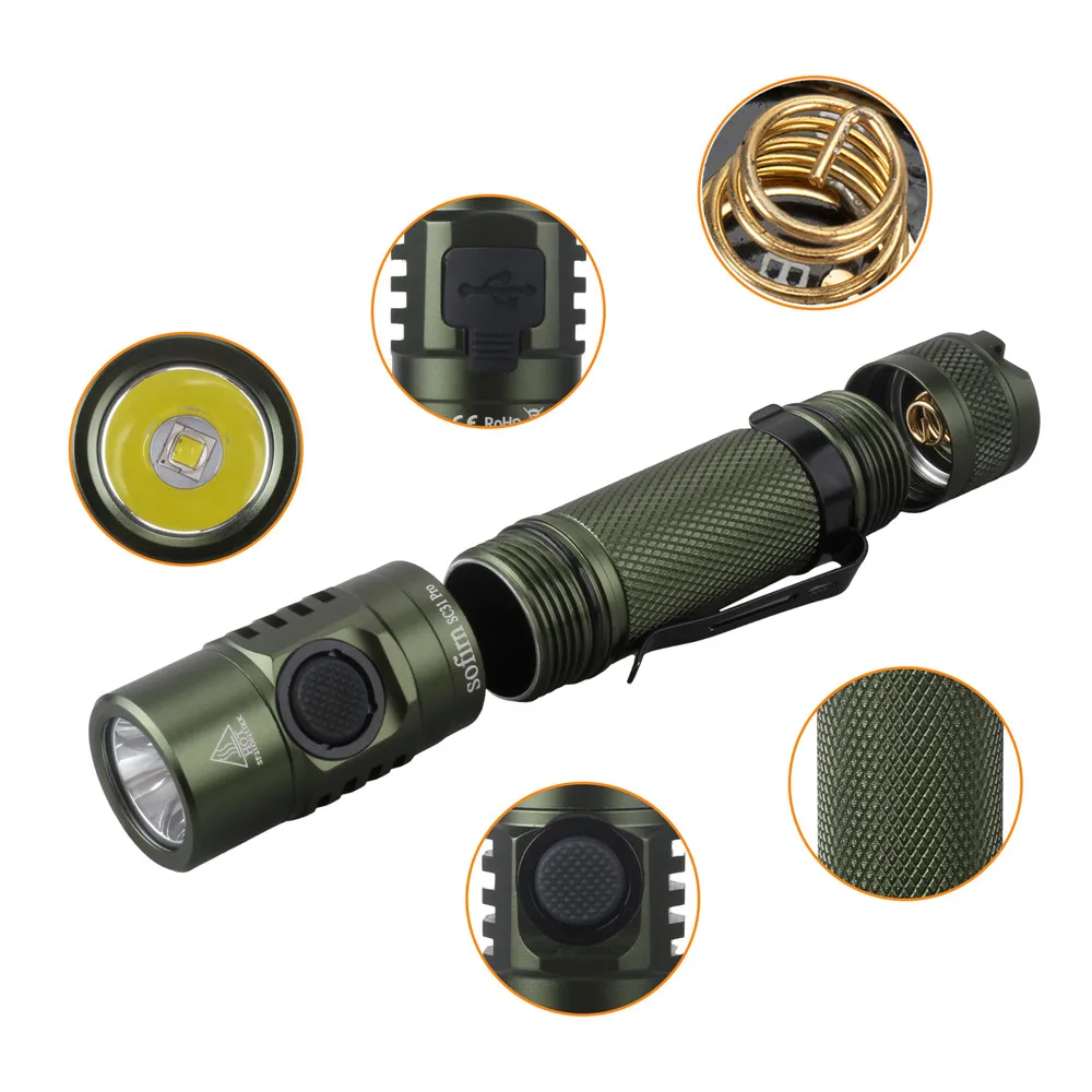 Sofirn-USB C Lanterna Recarregável, Azul Roxo Anduril, Tocha, SST40, LED, 18650, SC31Pro, 2.0, 2000LM, Cor Vermelha