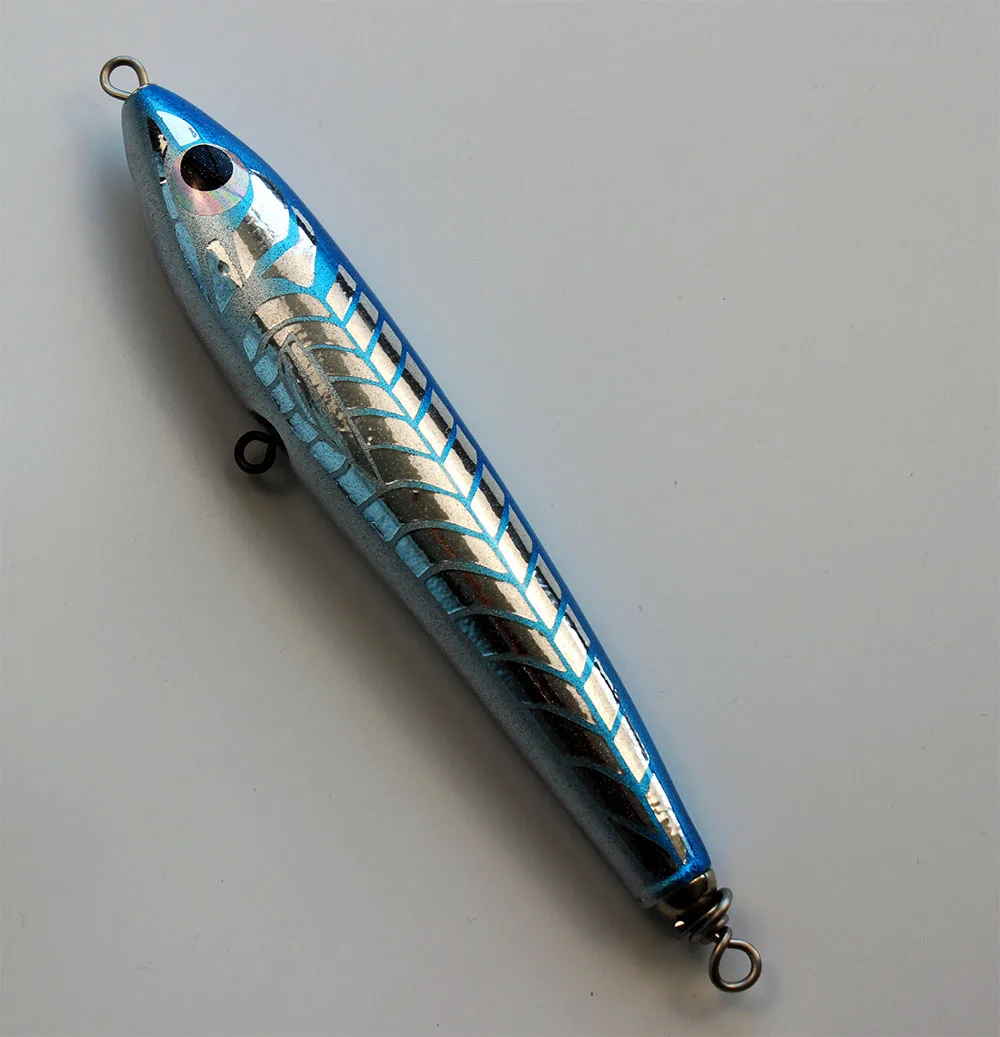 Blue fish Carpenter Wood Floating Popper Stickbait Fishing Lure for Medium And Heavy Popping for GT, Kingfish, BluefinTuna