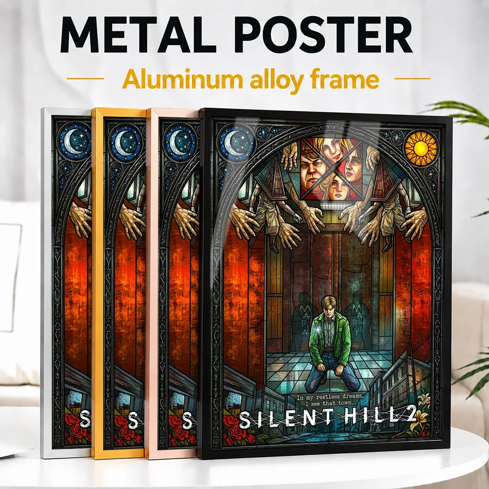 Silent Hill 2 Stained Glass Framed Metal Print Customized Hero Tribute Wall Art Designed For Players To Display In Game Room