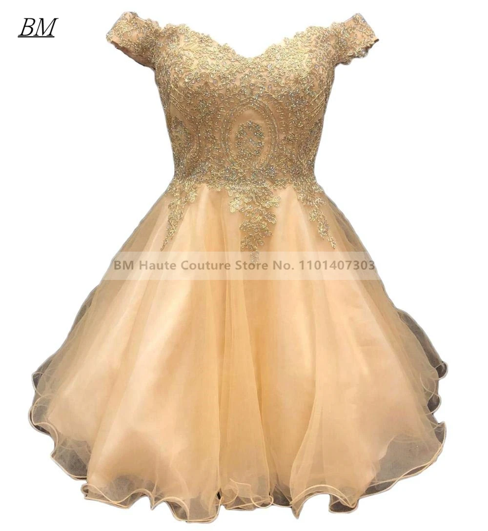 Robe de cocktail en dentelle courte, ligne A, décolletée, zone, appliques en tulle, perles de cristal, mini robe de Rh, remise des diplômes, BM393