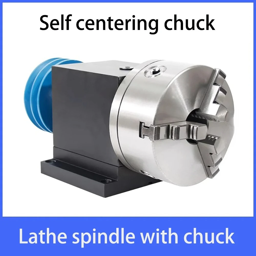 Applicable to DIY Metal Lathe Spindle Assembly with Self-Centering Chuck Pneumatic Three Jaw Four Jaw Chuck for Home Workshop