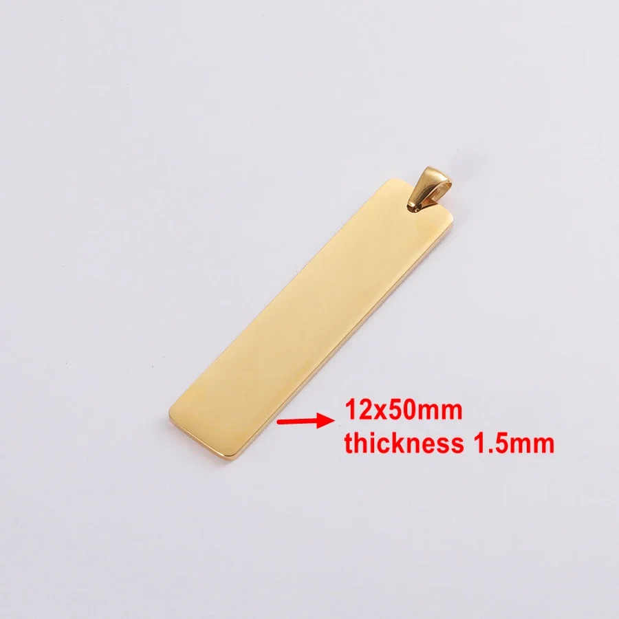20PCS 40mm 50mm Rectangle Dog Tag 304 Stainless Steel Pendant Necklace Military Soldiers Metal Stamping Blanks Tags Wholesale