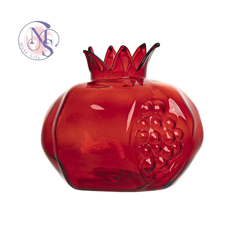 Pomegranate glass vase Japanese handmade European creative mini vase high sense flower arrangement ins style high value