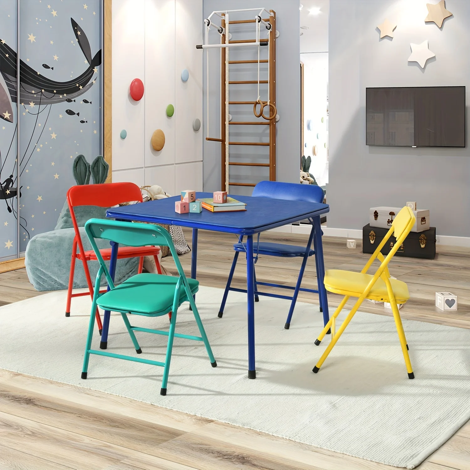 

Colorful Folding Table And Chair Set - Lightweight, Compact, And Easy to Store, Perfect for Playrooms, Study Corners
