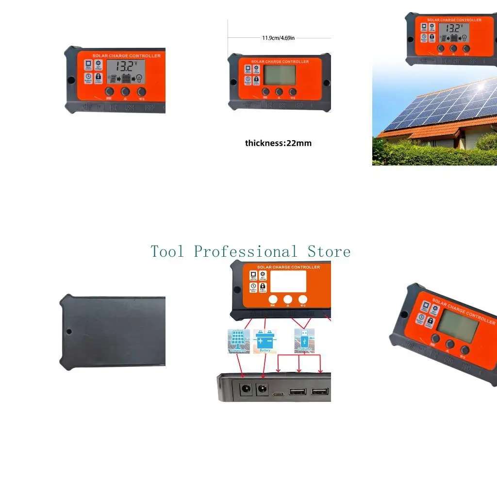 

57QF Universal Solar Manager with 10A Accuracy Control & Type C Charging Solar Regulator for Vehicle & Sailing