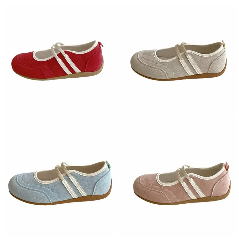 أحذية ماري جين المزودة بالألوان من الجلد الصناعي، أحذية راقصة باليه مضادة للانزلاق على الطراز البريطاني الفرنسي، أحذية فردية للنساء
