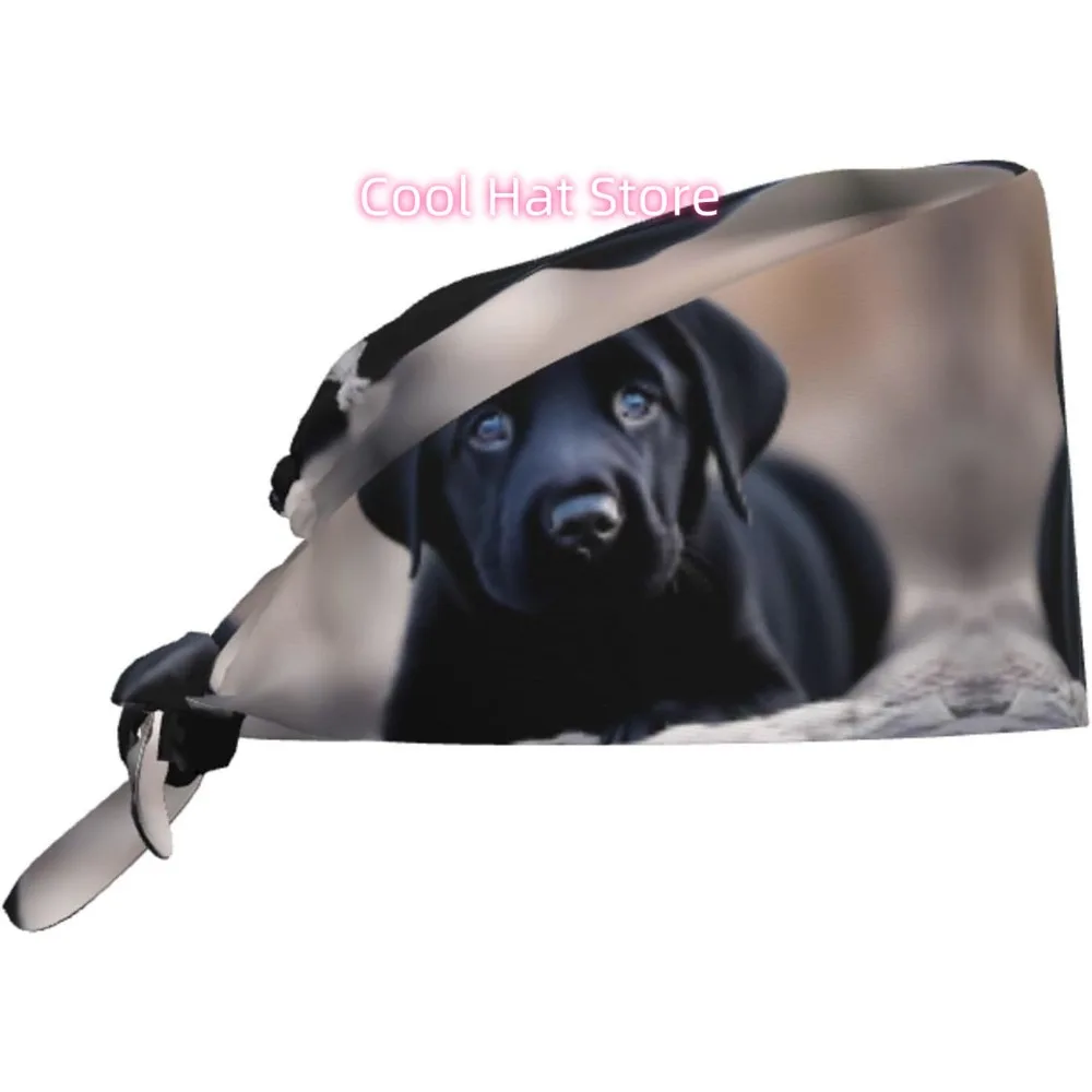 

Cleaning Working Cap Black Labrador Puppy Prints Chef Hat for Women & Men, Adjustable, Breathable