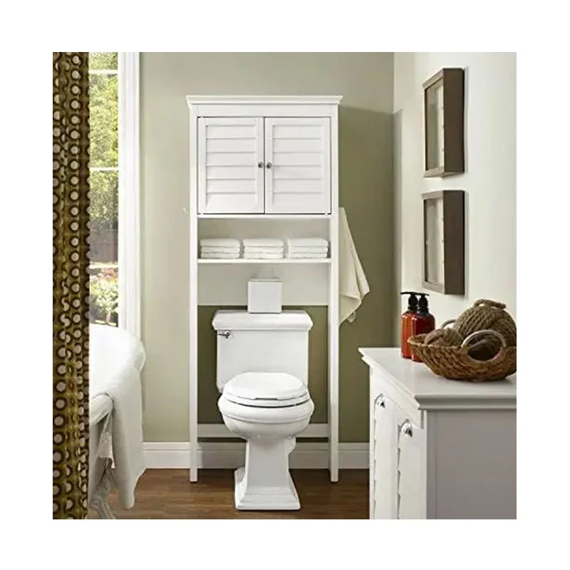 Modern Tall Space Saver MDF White Bathroom Cabinet Toilet Storage Floor Standing Cabinet