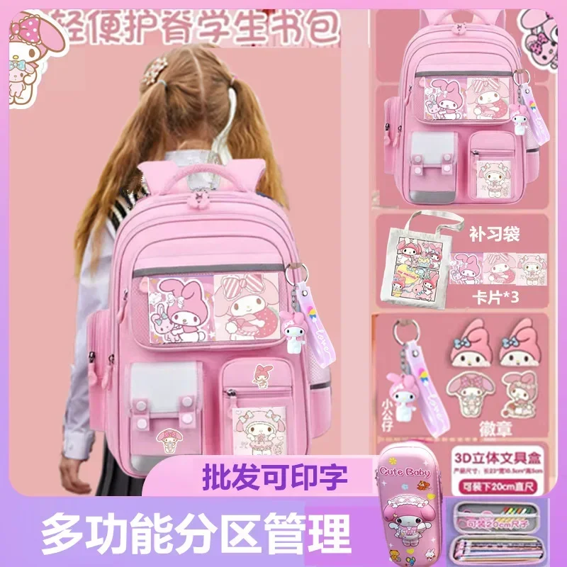 

My Melody Anime Sanrio Children Schoolbag Kawaii Cute Cartoon School Lightweight Large-Capacity Waterproof Backpack Kids Gifts