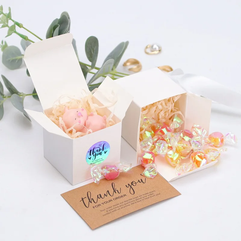 100pcs 4x4x4cm Kraft Paper Box Cosmetic Handmade Soap Candy Packing Box Small Gift Boxes For Baby Shower Wedding Birthday Party