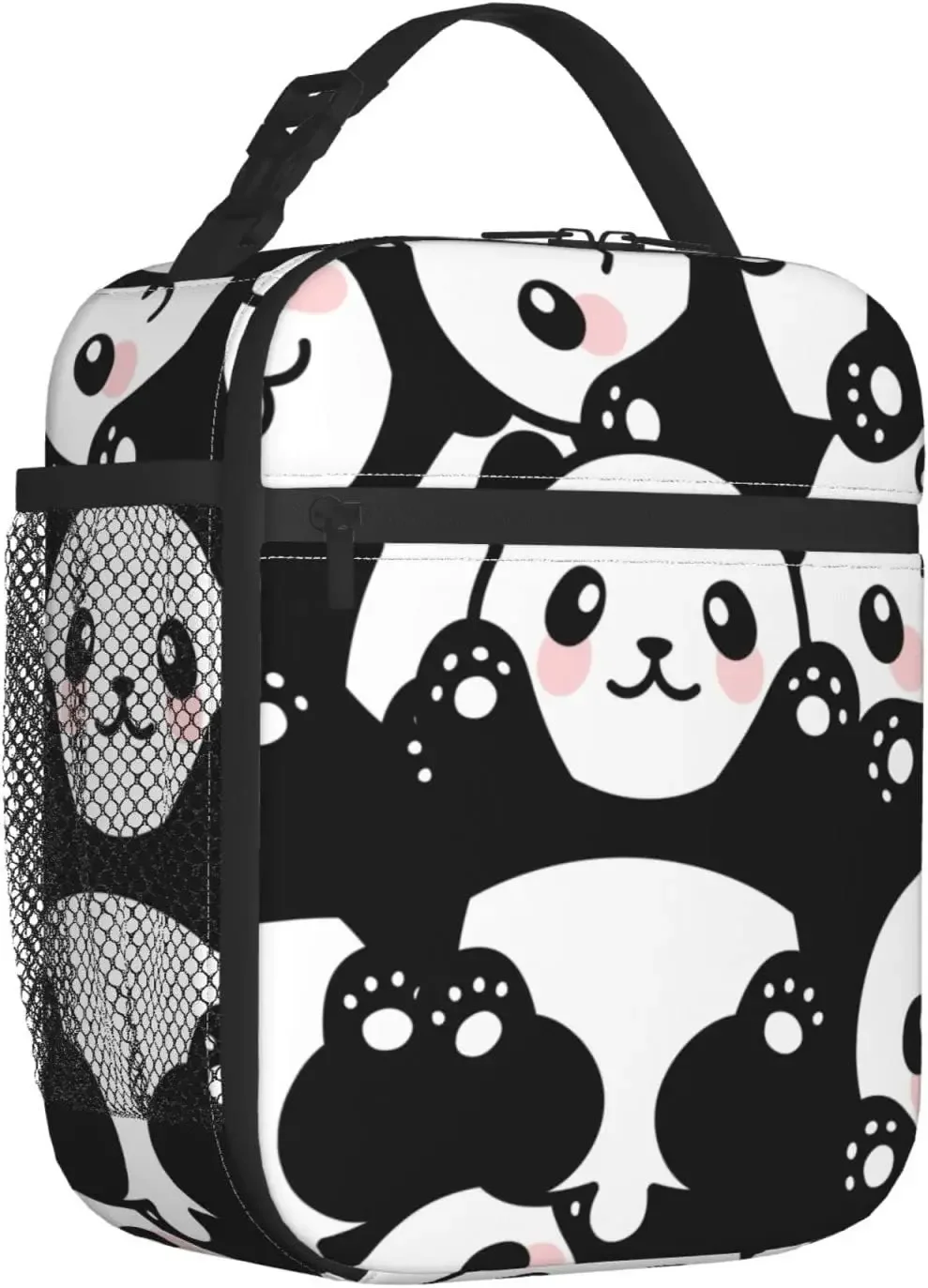 Cute Panda Print Lunch Box Reusable Insulated Lunch Bag Thermal Cooler Tote for Boys Girls School Men Women Picnic Travel Hiking