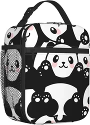 Cute Panda Print Lunch Box Reusable Insulated Lunch Bag Thermal Cooler Tote for Boys Girls School Men Women Picnic Travel Hiking