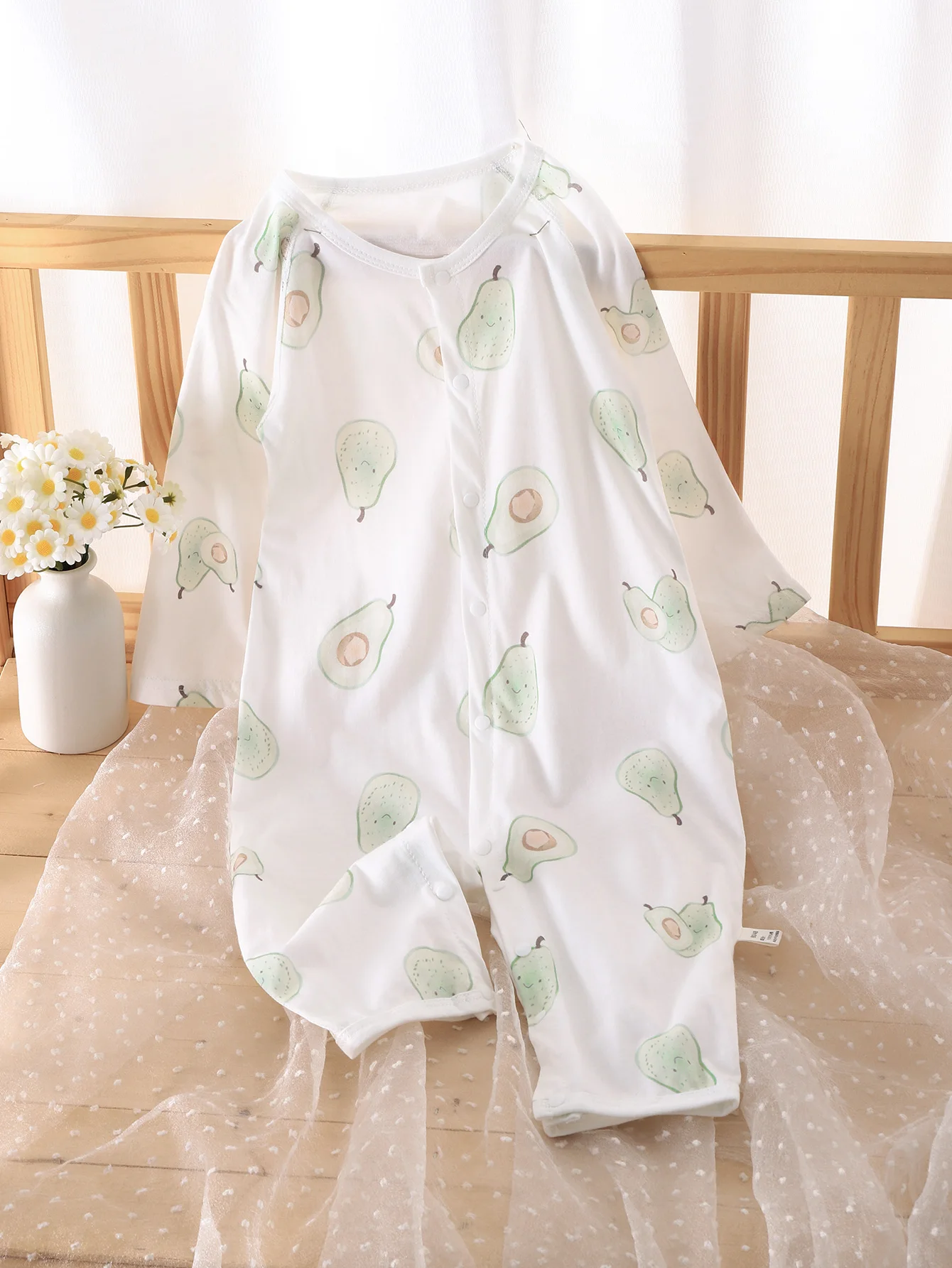 بدلة رومبير عصرية للربيع والخريف للأطفال بطبعة فواكه كاجوال من القطن قابلة للتنفس