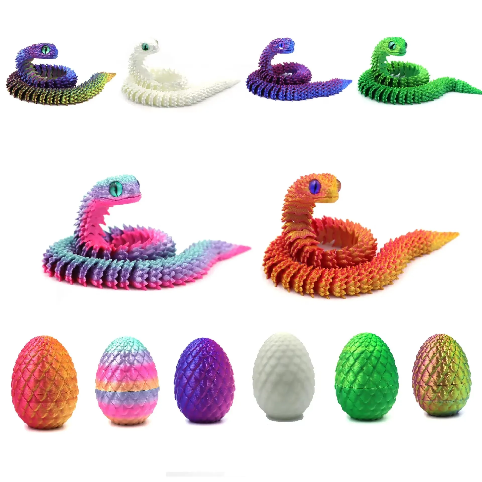 Figura de Ação de Ovo de Cobra Impressa em 3D para Decoração de Casa, Acessórios de Mesa, Figuras de Anime, Brinquedo de Presente