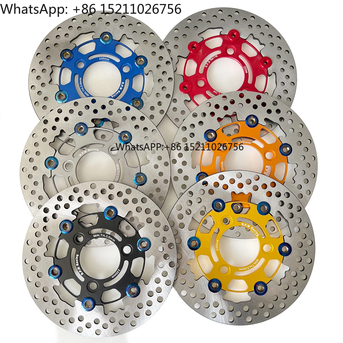 

220mm RPM Universal Motorcycle Brake Disc Steel Floating Disk Rotor with 3 Holes for Front & Rear Wheel - Scooters Niu Niu
