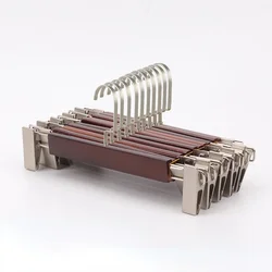 Quality Wooden Pants Rack Clothes Store Hangers Metal Anti-skid Adult Children's Kids Trousers Suit Clip Wardrobe Storage Shelf