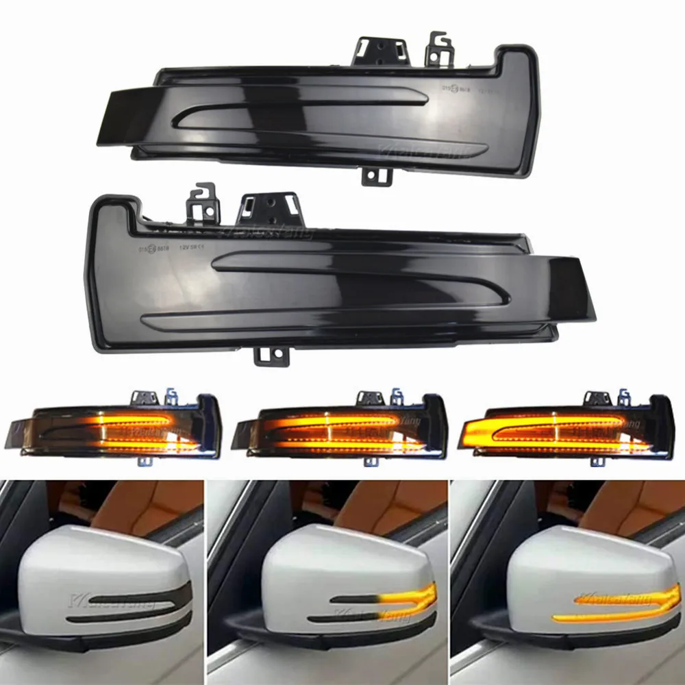 2pcs Dynamic Turn Signal LED Light Side Mirror Indicator For Mercedes Benz W204 CLA A B C E S GLA GLK CLS Class W176 W212