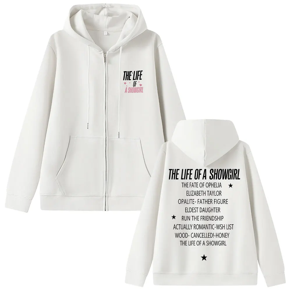 Bluza z kapturem na zamek The Life of A Showgirl, nowy album 2025, prezent dla fanów, męska damska modna bluza oversize na zamek, unisex bluza rozpinana.
