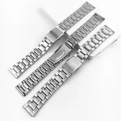 12mm 14mm 16mm 18mm 20mm 22mm Stainless Steel Watch Band Universal Sliver Strap Folding Clasp Bracelet Replacement Wristband