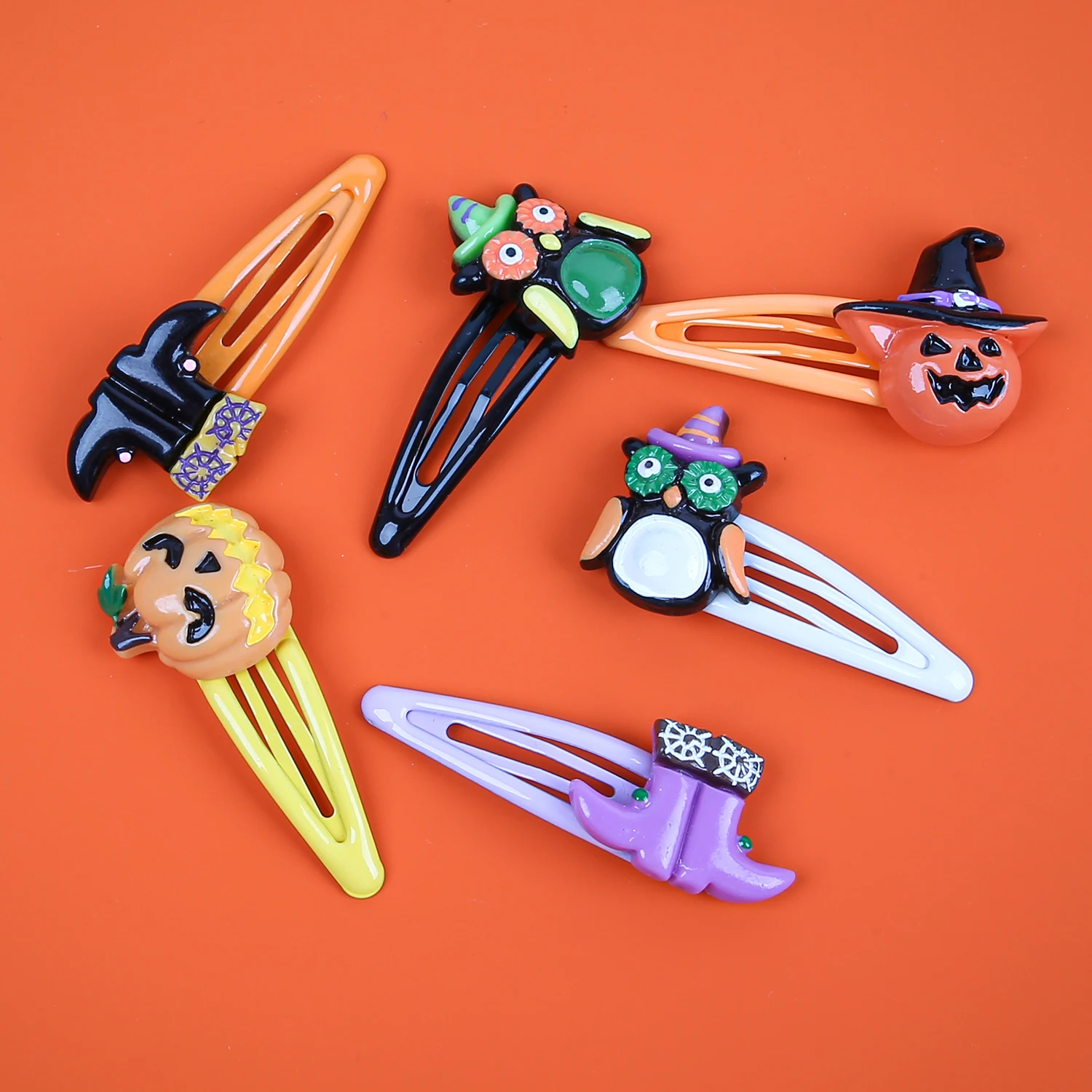 10pcs Halloween Day Hair Clips Cute Grils Cute Pumpkin Hairpin Side Barrettes Devil Hair Clip Party Hair Accessories Mix Styles