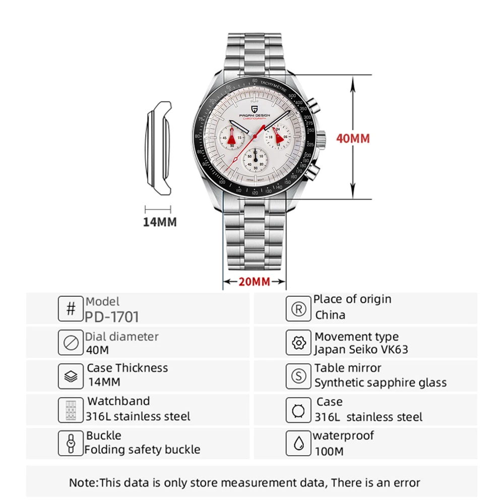 PAGANI DESIGN Mens Watches 2024 Sport Chronograph Luxury Quartz Watch For Men Automatic AR Sapphire Mirror Luminous Reloj Hombre