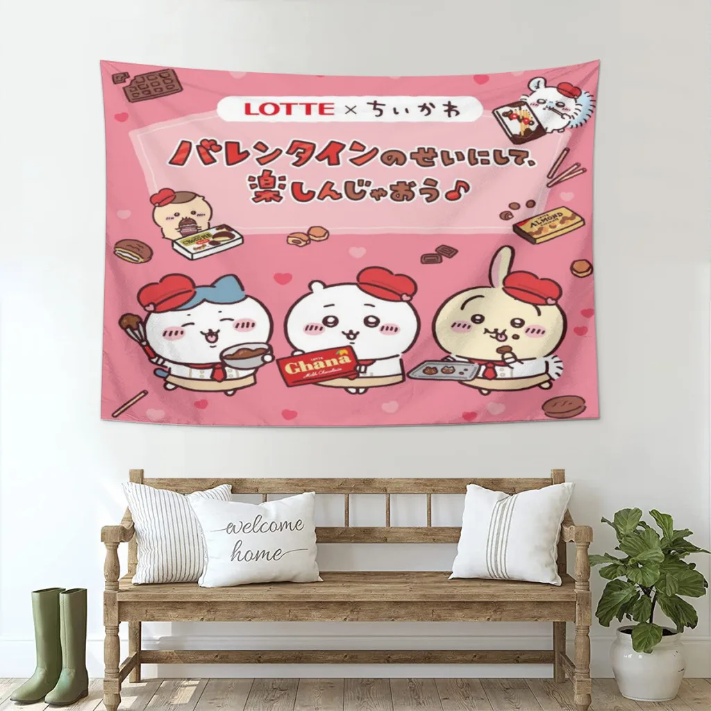 

Cartoon Kawaii Cute Chiikawa Tapestry Room Ornaments Decoration Bedroom Wall Décor