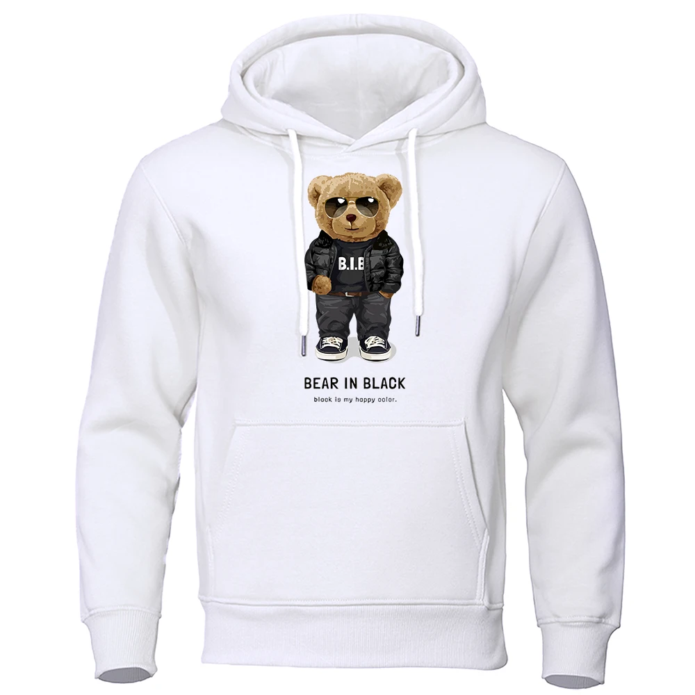 Ted bear In Black That Is My Happy Color Hoodies Men Fashion Style Hoody Loose Fleece Clothing Oversize Pullover Sweatshirt