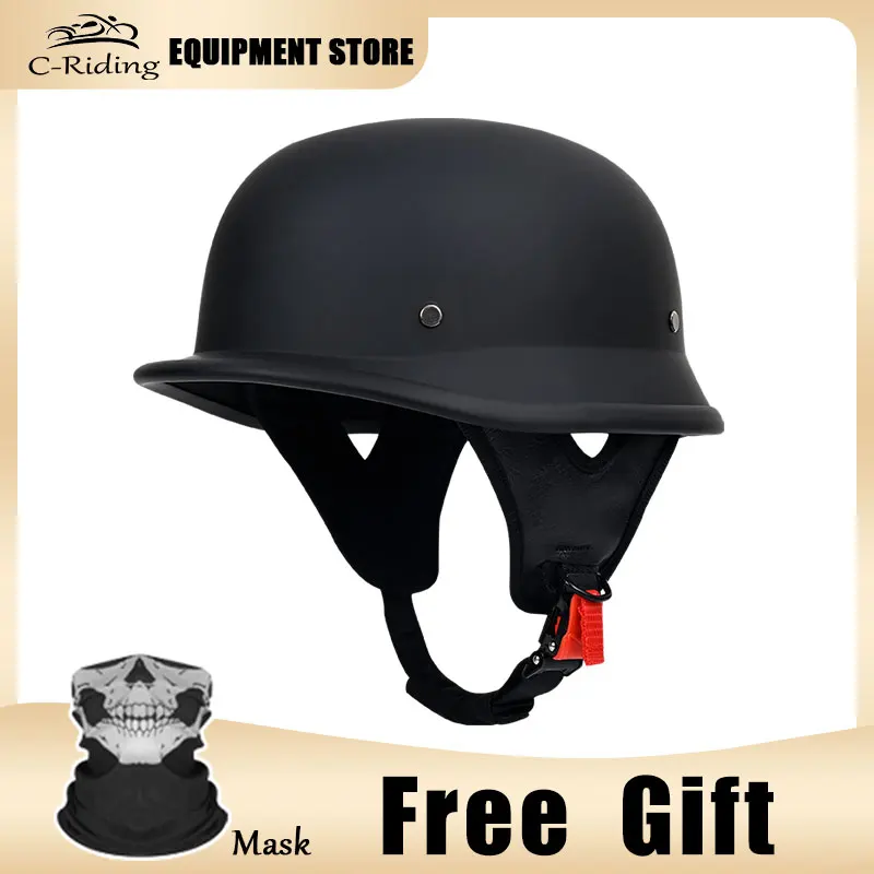 Unisex Motorhelmen Casco Moto Helm Half Gezicht Vintage Retro Duits Scooter Veiligheidsdop Voor Volwassenen