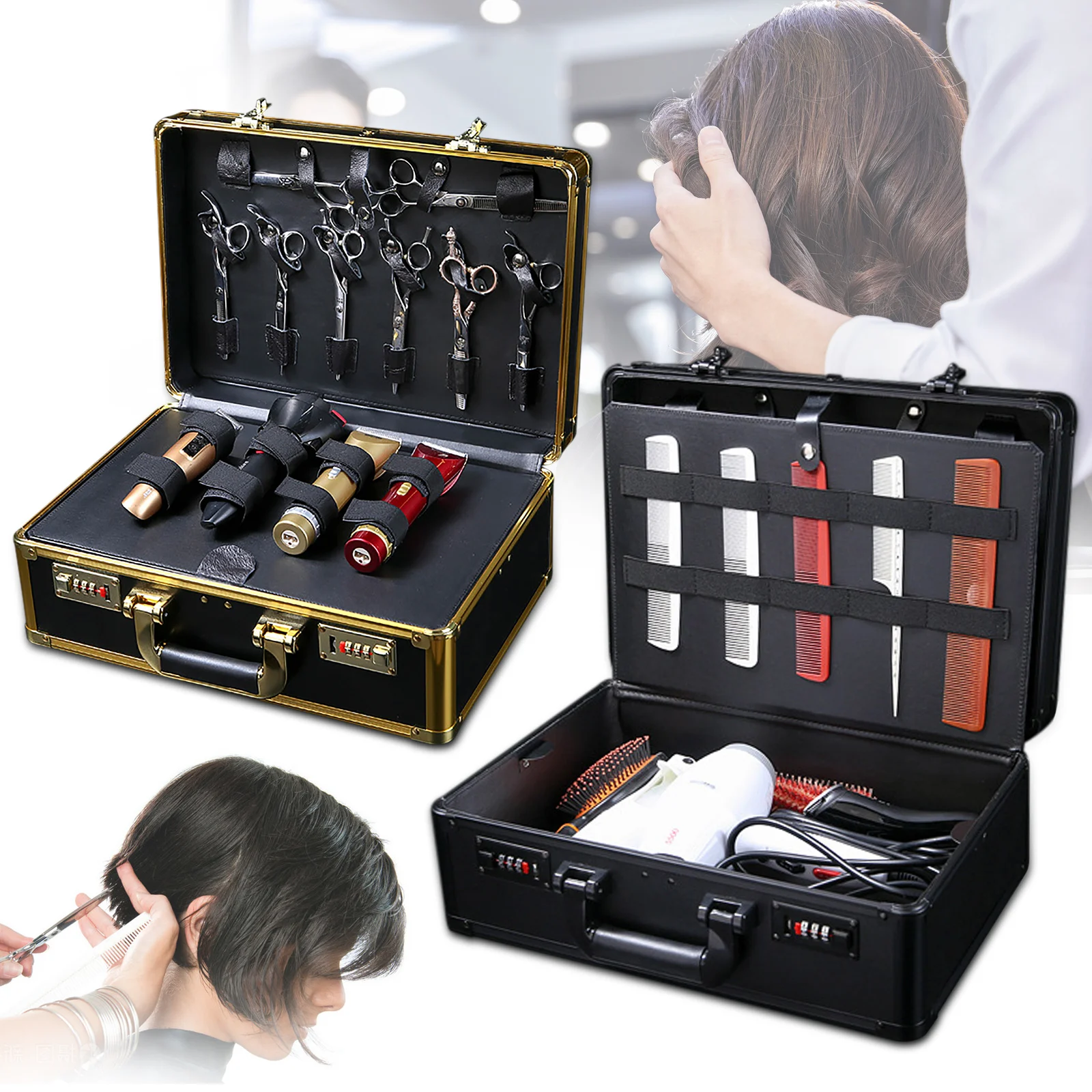 Portable Hairdressing Tool Case, Large Barber Beauty Salon Tool Kits Storage Travel Carry Case Hairdresser 40 * 28 * 16CM