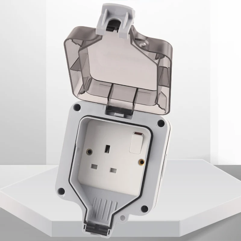IP66 British Standard Waterproof Outdoor Wall Power Socket Box Universal UK Switched Outlet With USB Charging Port For Garden