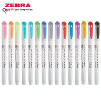 1Pcs Zebra WFT8 Series Double-head Brush Highlighter Marker (Brush Soft Tip + Fine Tip) WKT7 Same Color Watercolor Painting Pen