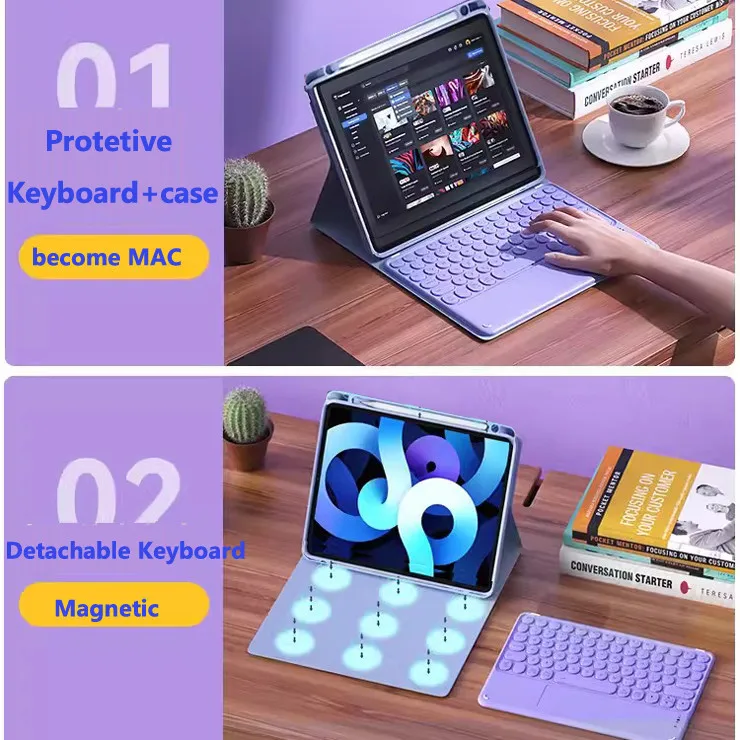 Imagem -02 - Capa Teclado para Redmi Pad Pro Capa Bluetooth Trackpad Xiaomi Poco 6s 12.4 11 12 Polegada 10 61 Polegada se 11 2023