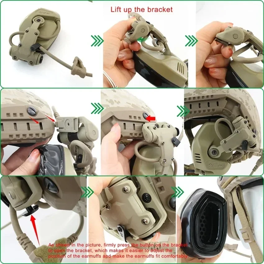 TAC-SKY Pickup & Noise Cancelling RAC Headset Tactical Helmet ARC Rail Mount Version Not Compatible with PELTO/ FCS PTT