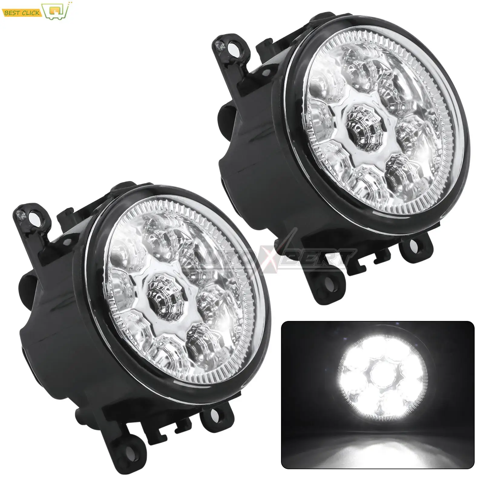 2x Bumper Fog Light Lamp Assembly LED White Foglight For Ford Focus 2 3 Transit Custom Tourneo Connect For Mitsubishi Outlancer