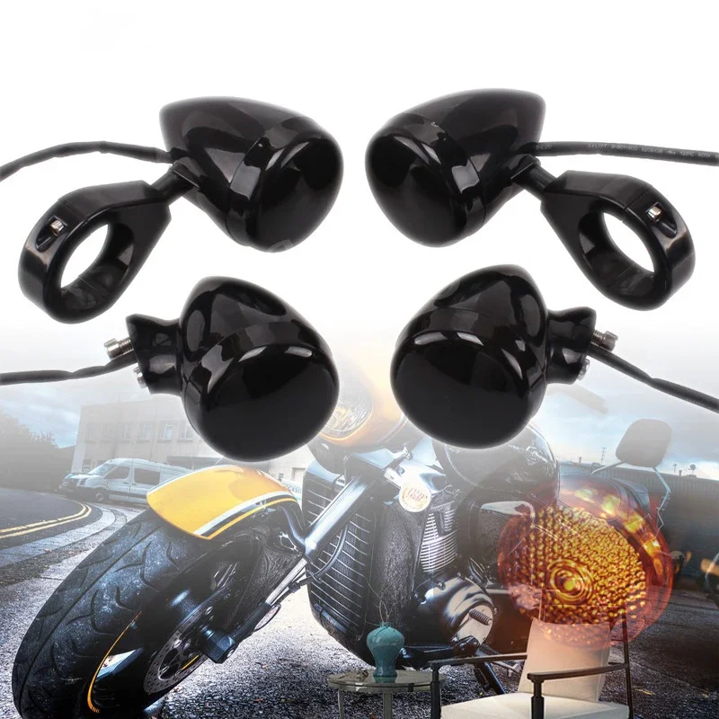 

4PCS Front Rear Motorcycle Turn Signal Light 39mm/41mm Motorcycle Accessories Amber Turn Signals Indicator For Harley