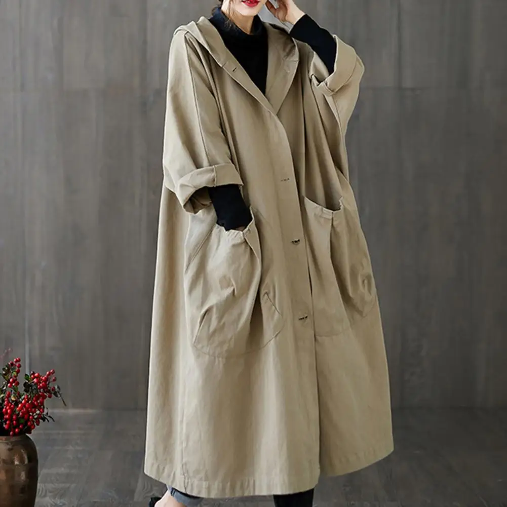 Spring Autumn Trench Coat Woman 2022 Korean Single-Breasted Mid-Long Women Trench Overcoat Khaki Windbreaker Pocket Female