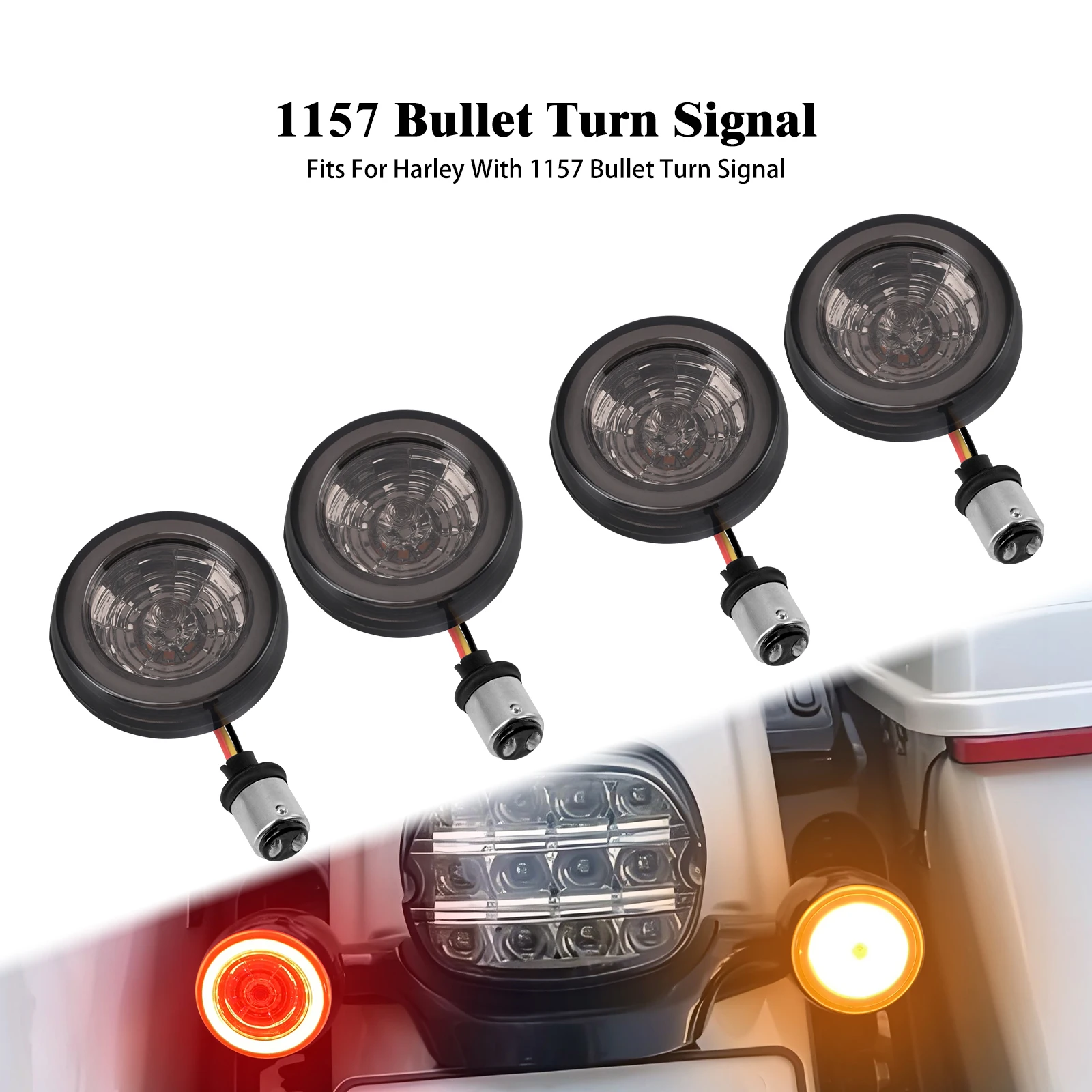 

Motorcycle Turn Signals LED Light Bullet Turn Front Rear Indicator Insert Lamp For Harley Sportster XL 1200 Softail Touring Dyna
