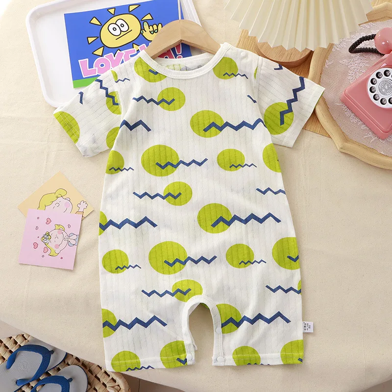 Cartoon Bear Cute Baby Jumpsuit Summer Newborn Pajamas Short Sleeve Onesie Printed Fashion Infant Costume Baby Boys Rompers