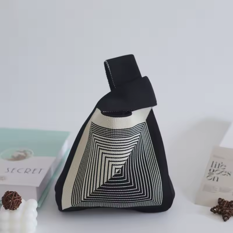 Women'S Knot Wrist Bag Handmade Knitted Bag Portable Mini Striped Tote Bucket Phone Bags Large Capacity Autumn Winter Handbags - Image 31