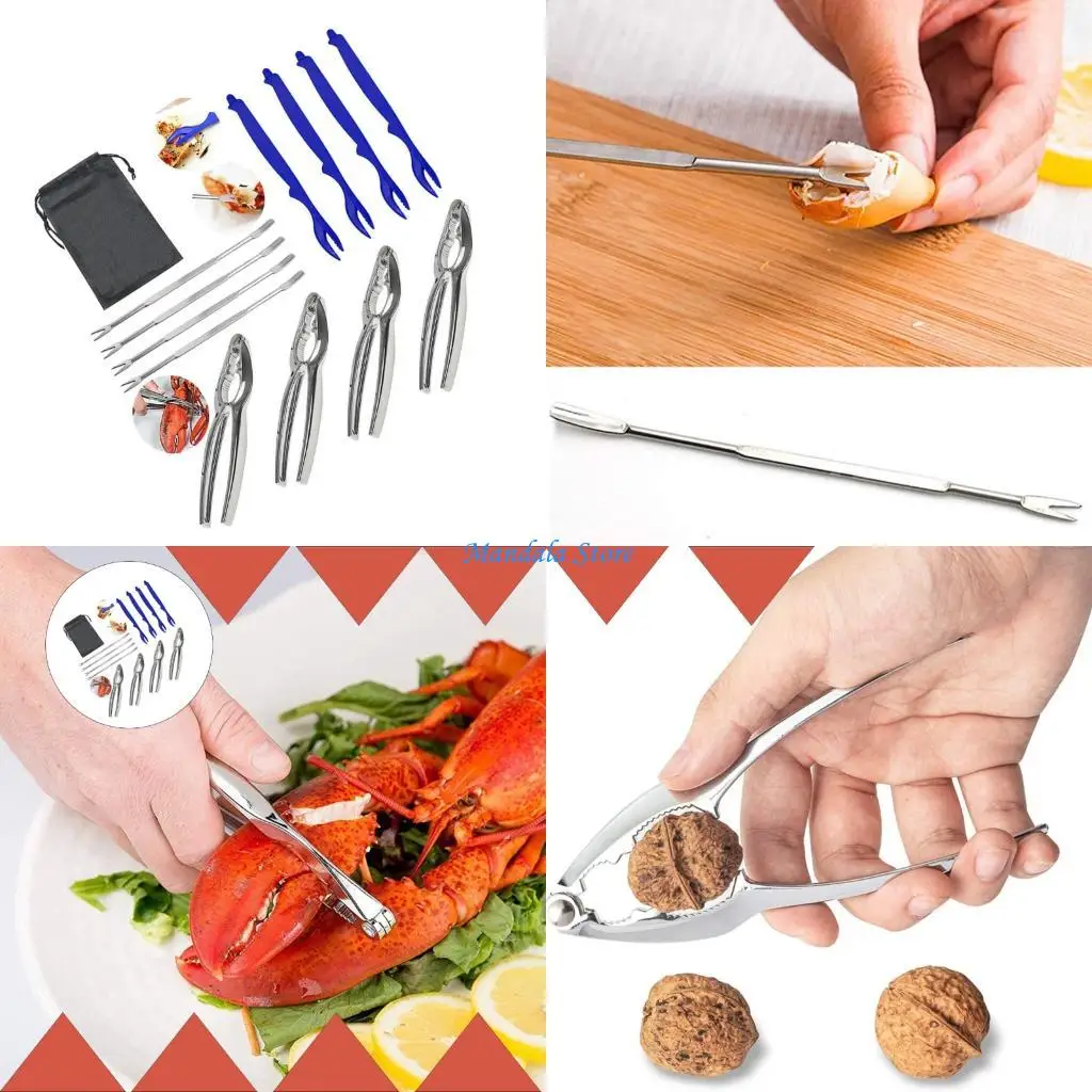 U2JC Complete Seafood Tool Set Alloy Crackers for Crabs Lobster Shellfish Festivals