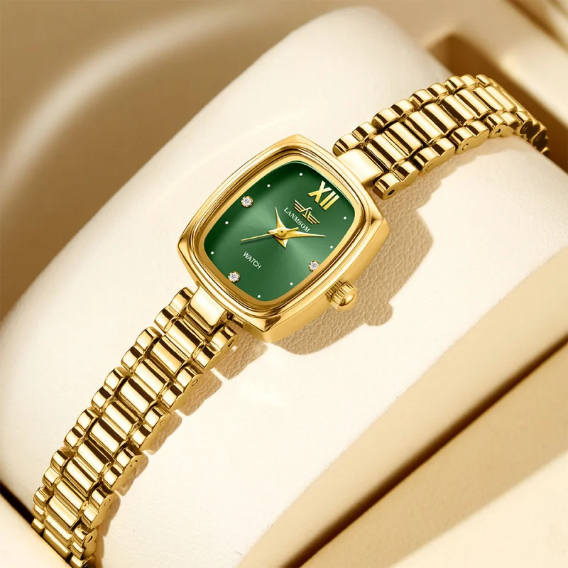 Foreign Trade Popular Style Fashion Women's Watch Small Retro Square Small Green Watch Bracelet Women's Manufacturer One Piece D