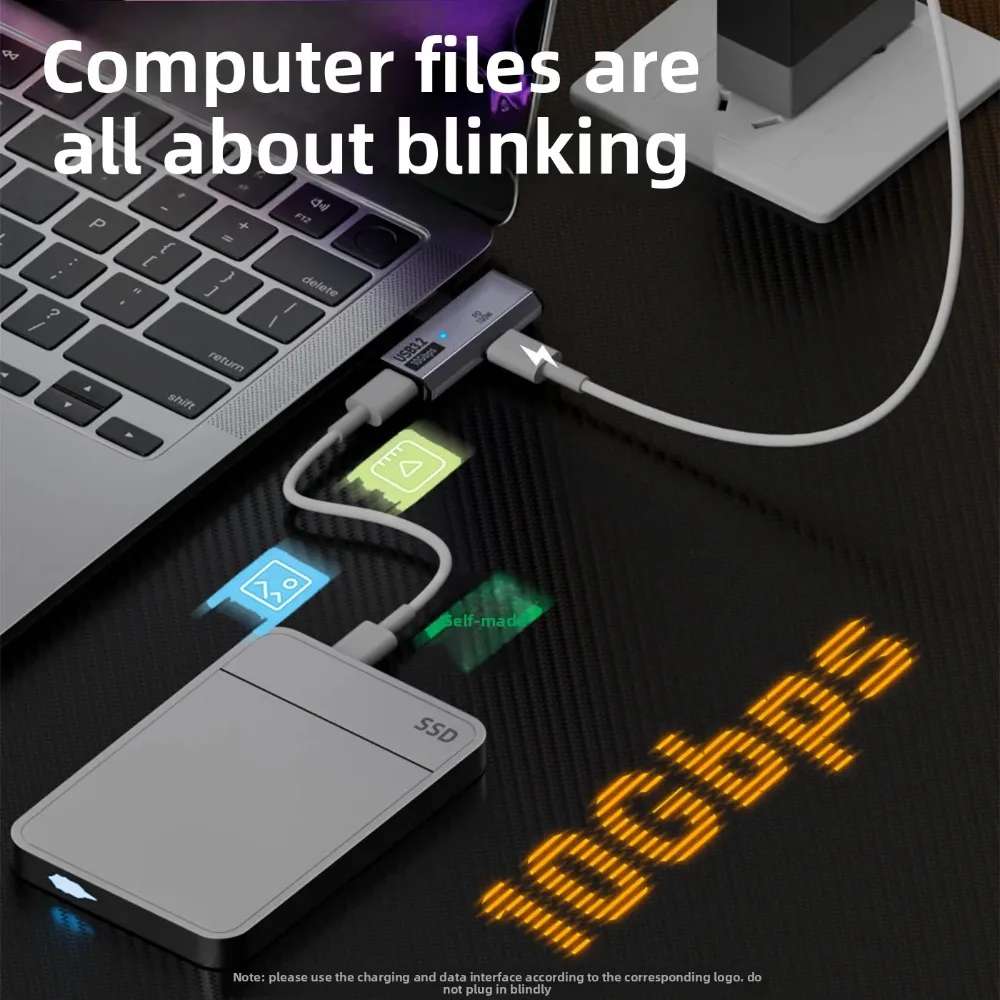 Type-C 1/2 Dual C Port Adapter OTG Converter Supports USB 3.0 Expansion and PD100W Simultaneous Charging High Speed and Reliable