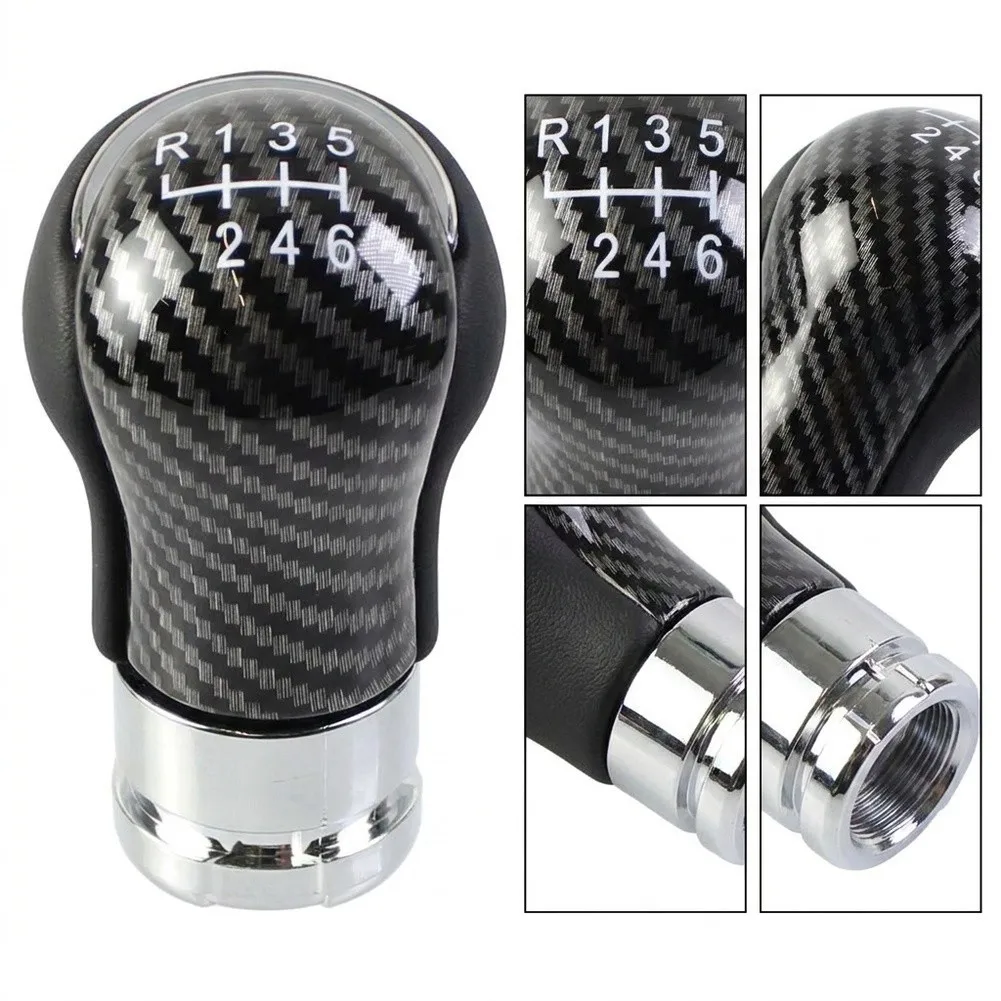 for Auto Interior Accessory Carbon Fiber Gear Knob 19mm Diameter Size Sleek Black Finish For 6 Speed Manual Transmission