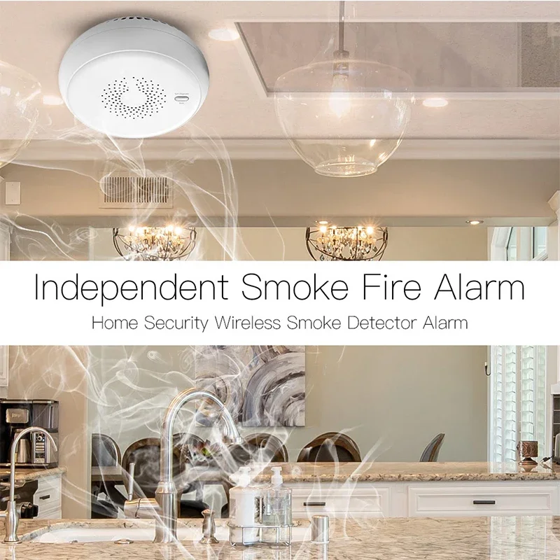 Zigbee Smart Smoke Fire Alarm Sensor Detector Home Security System Battery-powered Alarm Wireless Smart Life Tuya App Control