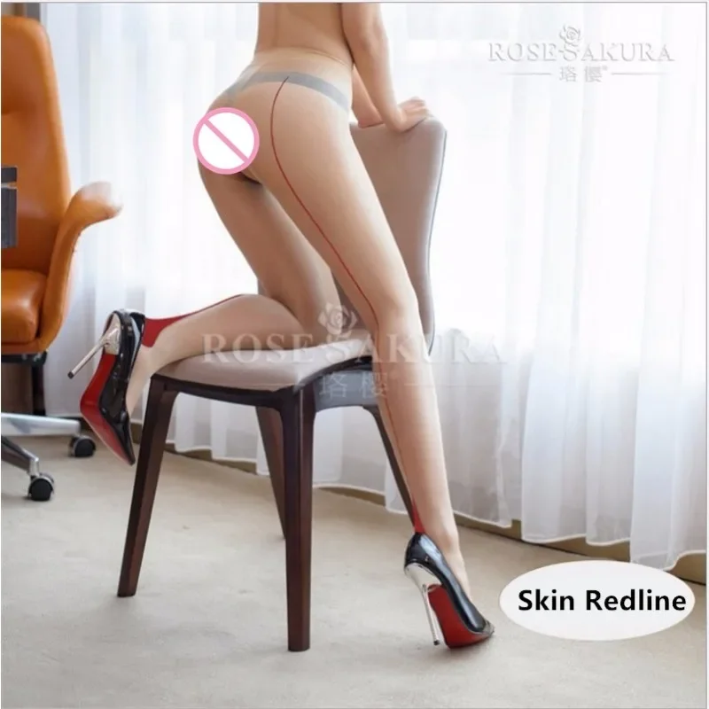 12D Vintage Cuban back line with Heel Toe reinforcement high waist pantyhose crotchless Tights for sexy dance sm game
